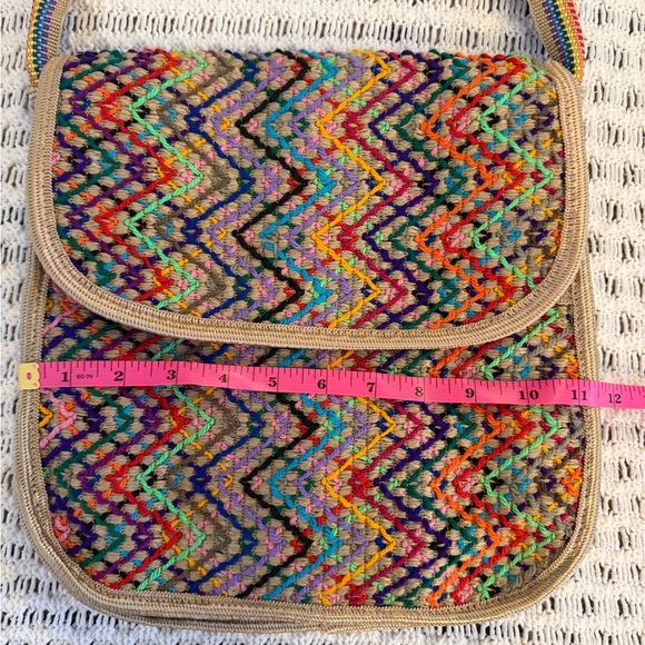 MMM ARTESANIAS Handmade Rainbow Quilted Boho Vintage Retro Crossbody Bag Purse - Picture 10 of 11